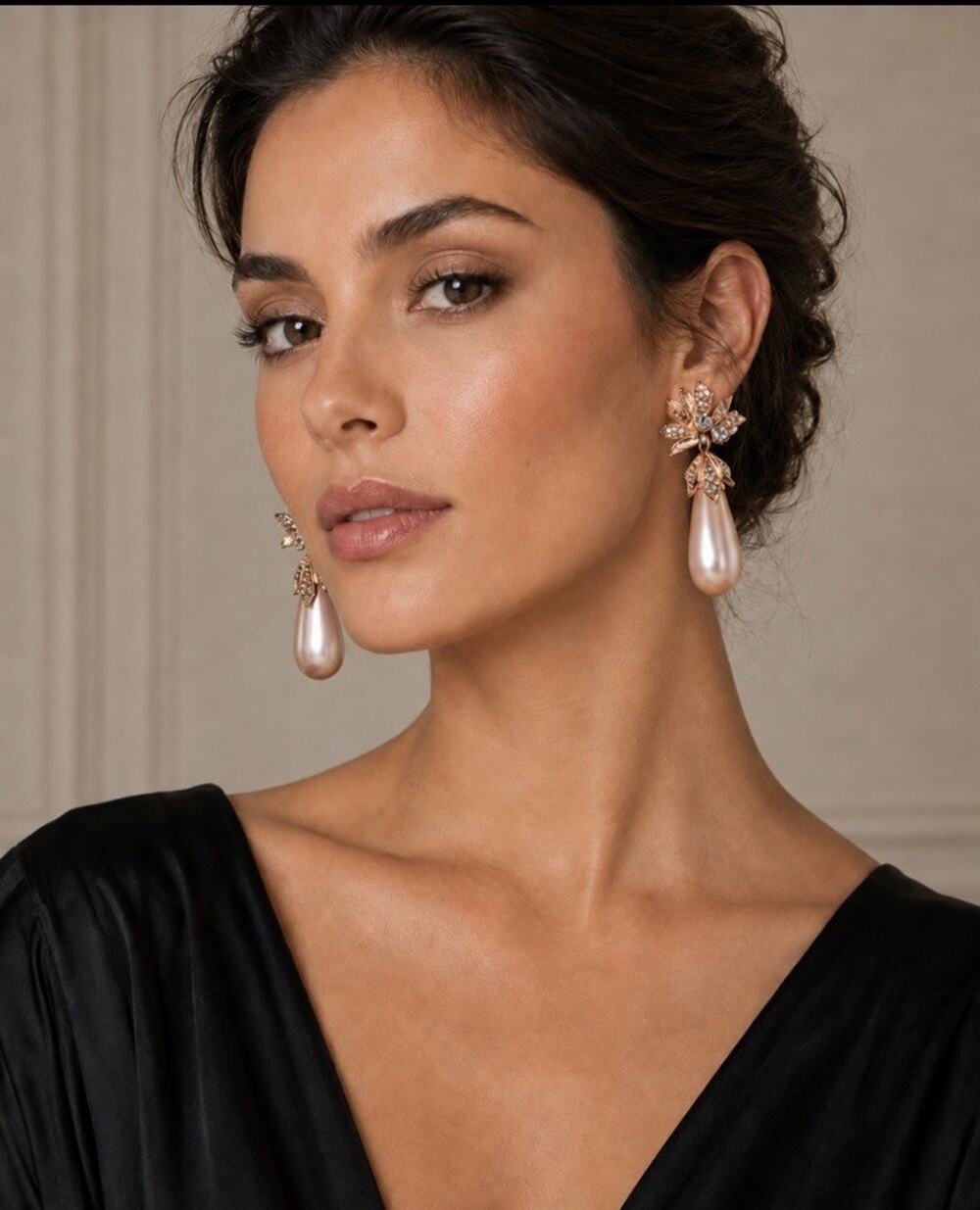 🥰 Bridal Wedding 1960s Vintage Pearl Rhinestone Clip Dangle Earrings Gorgeous
